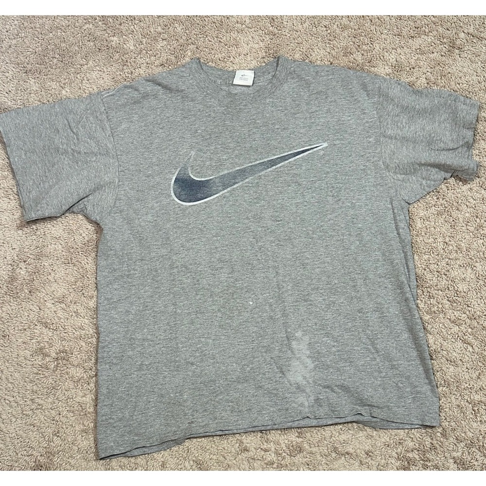 Vintage Silver Tag Nike Swoosh T-Shirt Mens XL Grey Made in USA Big Logo
